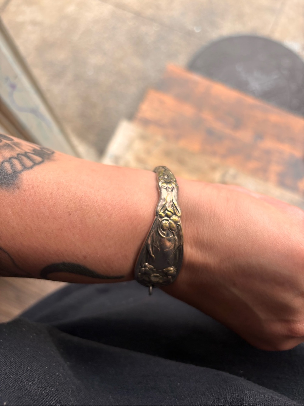 Vintage Floral Silver-Tone Spoon Bracelet - Women's Jewelry